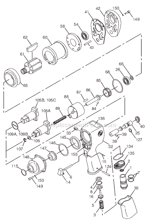 Page A Diagram and Parts List for CP6760RSR T025310 Chicago Pneumatic Wrench